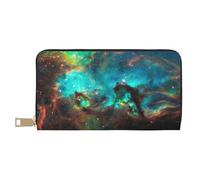 HJLUUFT Universe Galaxy Space Elegante portafoglio da donna - sottile e minimalista porta carte di credito, finta pelle, cerniera in metallo, bianco, Taglia unica, classico