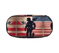 HJLUUFT US Military Soldiers Patriotic Memorial Day stampa astuccio semplice robusto multifunzionale matita borsa ufficio cancelleria organizzatore