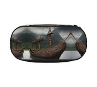 HJLUUFT Vikings - Astuccio per cosmetici con stampa a forma di barca, per cancelleria, astuccio per matite, gadget con cerniera