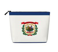 HJLUUFT West Virginia - Beauty case da viaggio con stampa bandiera dello Stato del West Virginia, grande capacità, borsa da toilette da donna, nera, taglia unica, Nero , Taglia unica
