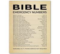 HJNAOKGWHQ Bible Emergency Numbers Print - Vintage Christian Wall Art with Scripture Verses for Anxiety, Hope, Comfort - Inspirational Decor for Home or Prayer Corner(Framed,16x24inch(40x60cm))