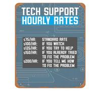 HJNAOKGWHQ IT Support Pricing Guide Metal Sign Nerd Joke Hourly Fee List for PC Tech Bench Garage Workshop Wall-Art 8 X 12 inch