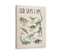 HJNAOKGWHQ Stampa artistica da parete con dinosauri cristiani e scritta "I Am Bible Verse", per camera dei giochi, camera da letto, decorazione ispiratrice (senza cornice, 30 x 45 cm)