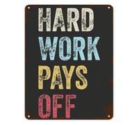 HJNAOKGWHQ Success Hard Work Quote Metal Tin Sign Hard Work Pays Off Inspirational Office Classroom Wall Hanging 8 X 12 inch