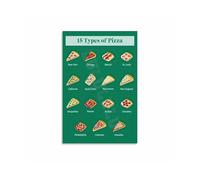 HJNAOKGWHQ The Pizza Chart Poster - A Vintage Guide to Styles and Toppings, Retro Kitchen Wall Art Canvas Print for Home Chef(Framed,08x12inch(20x30cm))