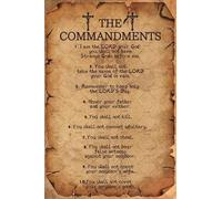 HJNAOKGWHQ Vintage Style 10 Commandments Sign - Weathered Look Tin Plaque Featuring Scripture, Perfect for Porch, Man Cave, or Farmhouse Decor(Unframed,12x18inch(30x45cm))