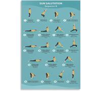 HJNAOKGWHQ Yoga Sun Salutation Sequence Chart - Illustrated Meditation & Practice Guide, Framed Canvas Art for Modern Home Decor(Unframed,08x12inch(20x30cm))
