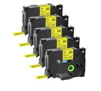 hJNGdU 5pk Black su nastro di etichetta laminato giallo 18mm compatibile con TZE TZ-641 standard per stampanti etichetta compatibili PT550 Pt-D450