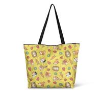 HJOSWVNS Borsa Mare Donna Giallo Cane Verde Tote Bag Poliestere Borsa Spiaggia Donna Lavabile Borse Mare Riusabile Tote Bag Università Pieghevole Beach Bag con Cerniera Shopper Tela 36x37x14.5cm/1