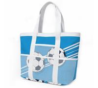HJOSWVNS Borsa Mare Grande Calcio Bianco Blu Borsa Mare Donna Resistente Beach Tote Bag Spiaggia Con Zip Shopping Bag Donna Borse Mare Pieghevole Leggera Borsone Piscina Viaggio 33x32cm/1 Pezzi