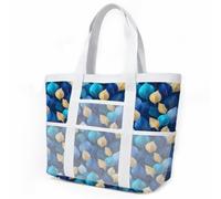 HJOSWVNS Borsa Mare Grande Foglie D'Oro Blu Borsa Mare Donna Resistente Beach Tote Bag Spiaggia Con Zip Shopping Bag Donna Borse Mare Pieghevole Leggera Borsone Piscina Viaggio 33x32cm/2 Pezzi