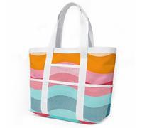 HJOSWVNS Borsa Mare Grande Modello Arancione Rosa Borsa Mare Donna Resistente Beach Tote Bag Spiaggia Con Zip Shopping Bag Donna Borse Mare Pieghevole Leggera Borsone Piscina Viaggio 33x32cm/2 Pezzi