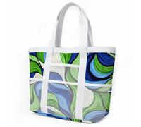 HJOSWVNS Borsa Mare Grande Modello Foglia Astratto Borsa Mare Donna Resistente Beach Tote Bag Spiaggia Con Zip Shopping Bag Donna Borse Mare Pieghevole Leggera Borsone Piscina Viaggio 33x32cm/1 Pezzi