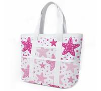 HJOSWVNS Borsa Mare Grande Stella Del Mare Rosa Borsa Mare Donna Resistente Beach Tote Bag Spiaggia Con Zip Shopping Bag Donna Borse Mare Pieghevole Leggera Borsone Piscina Viaggio 33x32cm/1 Pezzi