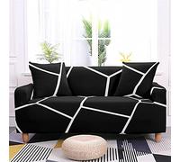 HJOSWVNS Copridivano 3 Posti Nero Bianco Copridivano Con Penisola Altamente Elastico Poliestere Spandex Copri Divano Universale Divano Letto Angolare per Soggiorno