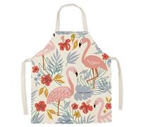 HJOSWVNS Grembiule Cucina Uomo Fiore Rosa Fenicottero Grembiule Donna Maestra Bambini Traspirante Regolabile Grembiuli da Cucina Durevole Cotone e lino Lavabile 38x47cm