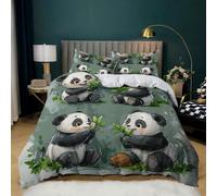 HJOSWVNS Piumone Matrimoniale Invernale Panda Verde Oliva Piumino Matrimoniale Microfibra Lenzuola Matrimoniali Lavabile Copriletto Durevole Copripiumino Matrimoniale 240x220+2 Federe Cuscini 50x75cm