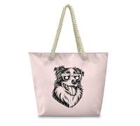 HJOSWVNS Tote Bag Donna Cane Rosa Nero Borse Mare Poliestere Borsa Tote Donna Lavabile Borsa Spesa Riusabile Beach Bag Pieghevole Borse Tote con Cerniera Shopping Bags 36x37x14.5cm/2