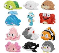 HJPLPXH Piccolo regalo giocattolo, regalo per feste per bambini, 12 lattine, mini animali marini, set di microblocchi di compleanno per bambini