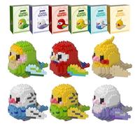 HJPLPXH Set di mini blocchi da costruzione per pappagalli, regalo di compleanno per bambini, kit di modellini di animali, mini mattoncini e uccelli, giocattoli per bambini (6 scatole)