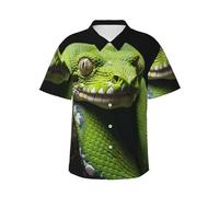 HJTRW Camicia hawaiana da uomo a maniche corte abbottonata camicie carino albero verde pitone camicia da spiaggia bluse leggere, nero, L
