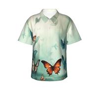 HJTRW Camicia hawaiana da uomo a maniche corte con bottoni, camicia da spiaggia con farfalle, bluse leggere, nero, XX-Large