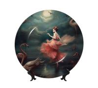 HJTRW Piatto decorativo in porcellana Bone China Art Crafts Piatto decorativo in ceramica con espositore Ornamento in ceramica Una notte di miracoli e magia Piatti rotondi da appendere alla parete per