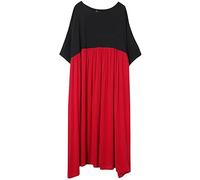 HJUGHPN Abiti da donna Abiti oversize per le donne Abito lungo estivo in cotone nero rosso patchwork abito abito