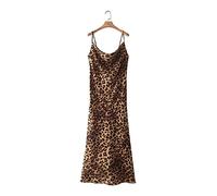 HJUGHPN Abiti da donna Abito lungo leopardato Abito lungo da donna sexy con temperamento Abito lungo Abito aderente Abito sexy (XS)