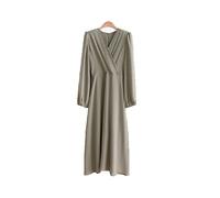 HJUGHPN Abiti da donna alla moda da donna temperamento ufficio signora elegante lavoro abbigliamento base rosa retrò abito lungo (S)