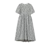 HJUGHPN Abiti da donna estivi retrò abiti da donna in pizzo floreale a vita alta abiti a maniche a sbuffo elegante temperamento pieghe lungo