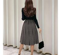 HJUGHPN Abiti da donna per l'autunno e l'inverno elegante abito da donna formale lavorato a maglia elastica cintura con uccello cintura stretta accappatoio a pieghe lungo