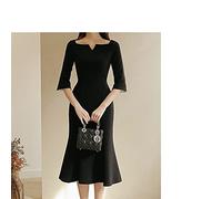 HJUGHPN Abiti da donna Queen Abito estivo Primavera Elegante Scollo a V Abiti da sirena sexy da donna Abbigliamento sottile Abbigliamento da ufficio da donna (XL)