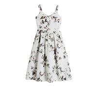 HJUGHPN Abiti da donna romantici stile retrò stampa floreale reggicalze abiti slim vita casual donna estate moda signora abito lungo