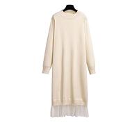 HJUGHPN Abito da donna autunnale, ampio, lungo, girocollo, a maniche lunghe, tinta unita (5XL)