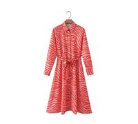 HJUGHPN Abito da donna con stampa di animali, camicia da ufficio a maniche lunghe con fiocco (L)