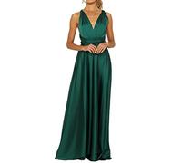 HJUGHPN Abito da donna, elegante, in raso, per feste, con apertura sul retro, estivo, maxi abito (1, L)