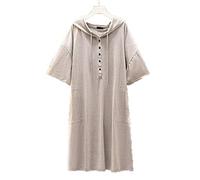 HJUGHPN Abito da donna estivo a maniche corte con cappuccio casual nero grigio (grigio, 7XL)