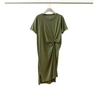 HJUGHPN Abito da donna, estivo, casual, ampio, corto, tinta unita, basic (verde, XL)