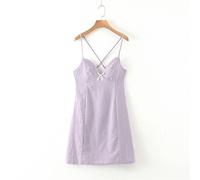 HJUGHPN Abito da donna estivo casual con stampa scozzese, mini abito da donna stile dolce con fiocco sulla schiena (M)