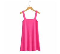 HJUGHPN Abito da donna in maglia, con colletto quadrato, senza maniche, estivo, aderente, (L)