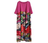 HJUGHPN Abito da donna lungo da donna, a maniche corte, estivo, floreale, casual, grande, estivo, maxi abito