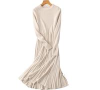HJUGHPN Abito da donna lungo lavorato a maglia, per autunno e inverno, lavorato a maglia, a coste, spesso, per feste