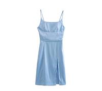 HJUGHPN Abito da donna sexy in tinta unita stile corsetto anteriore diviso in raso mini abito da donna sottile fascia party (L)