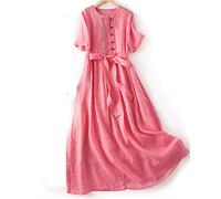 HJUGHPN Abito da donna sottile, leggero, morbido, a quadri, ampio, estivo, con cintura con fiocco, da ufficio, da lavoro, da donna, abito casual (XXL)