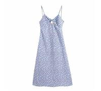 HJUGHPN Abito estivo da donna, abito lungo da donna, con motivo floreale, senza maniche, sexy, con cinturino a nodo, senza maniche, taglia XS