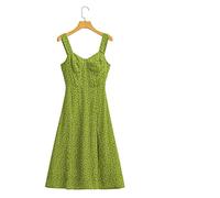 HJUGHPN Abito estivo da donna casual slim a vita alta stampa floreale verde cinturino con spacco laterale (M)