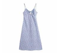 HJUGHPN Abito estivo da donna, elegante, lungo, schiena scoperta, linea ad A, sexy, con fiocco, stampa floreale, senza maniche, per feste (X-Small)