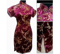 HJUGHPN Abito tradizionale da donna in raso Qipao Mini Cheongsam Flower Size (viola, 3XL)