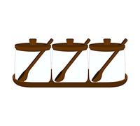 HJUGHPN Barattoli di spezie in vetro nordico Set di barattoli di spezie in legno di acacia per condimento per contenitore da cucina Condimento Rack Sale Zucchero Pepe Shaker Scatola di immagazz